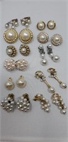 Lot of Pearl-like Clip On Earrings