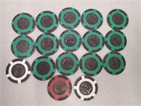 17 Tangiers Brass Casino Chips