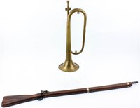 Brass Bugle and Toy Rifle