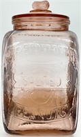 Vintage Peanuts Pink Glass Counter Jar