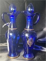 VTG Avon Nile Cobalt Blue & Gold Decanters