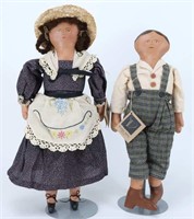Two June Wildash Folk Art Boy & Girl Dolls