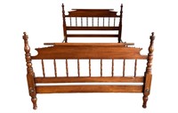 Victorian Walnut 4-Post Spindle Bed - Full XL