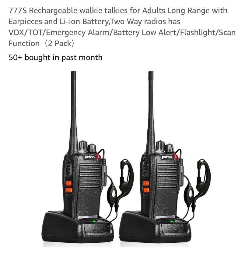 7775 Rechargeable walkie talkies for Adults Long