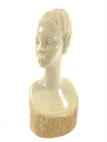 Atq Carved Ivory Bust African Woman 3.25" H, 1/2