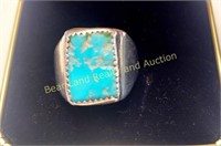 Sterling Turquoise Ring Approx 10 1/2