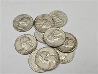 10- 1964 Washihngton Silver Quarter Coins