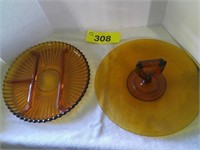 (2) Amber Platters