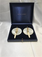 Vtg Ralph Lauren BL Fall II Shell Disc Earrings