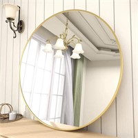 BEAUTYPEAK 24 Inch Round Mirror, Gold Metal Frame