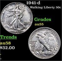 1941-d Walking Liberty 50c Grades Choice AU