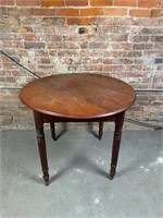 Antique 35” Round Solid Walnut Dining Table