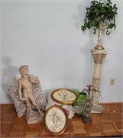 Lot in living room to include - statue of