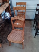 3 Early wood cane bottom chairs