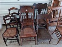 6 antique wood chairs