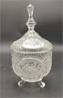 Vintage Crystal 3-Footed Covered Candy Dish