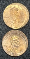 (2) Mint Error Offset Lincoln Cents: