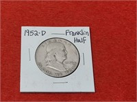 1952 D  Silver Franklin Half Dollar