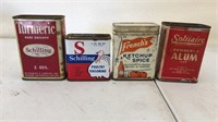 4 Vintage Spice Tins