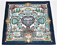 Hermes, "Decoupages" Silk Scarf in Blue