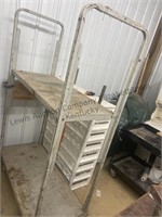 Two tier metal rolling cart approximately 73