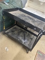 Black metal rolling tool cart 33 inches tall 36