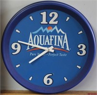 Aquafina clock, battery oper, 18" dia.