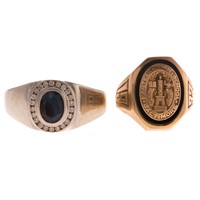 A 10K Class Ring & 10K Gent's Sapphire Ring