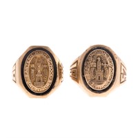 A Pair of Class Rings in Gold