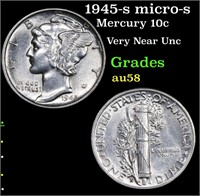 1945-s micro-s Mercury Dime 10c Grades Choice AU/B