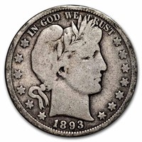 1893 Better Date Barber Half Dollar