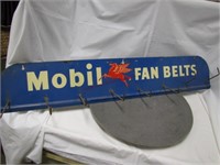 Vintage metal Mobil Fan Belt hanging display
