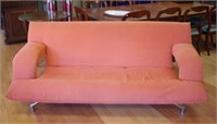 Contemporary orange fabric upholstered sofa