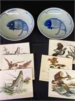 Koi Fish Hand Painted Bowls & wildlife prints