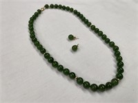 Jade Necklace & Earring Set 14kt Clasp & Posts