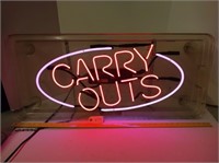 Neon Carry Outs Sign - Works - 36" x 16"