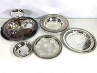 3 Silver Plated Compotes w Trays