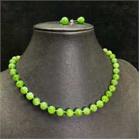 Jade Bead Necklace Earring Set