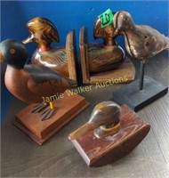 Wood Duck Bookends, Metal Rustic Bird, Duck Ink