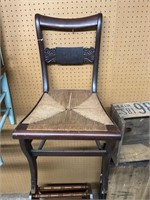 Vintage wooden chair woven bottom