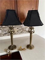 Matching Pair of Brass Table Lamps