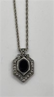 Black Stone Pendant Necklace