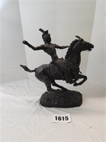 Composite Horse w/Rider Statue by Holland,