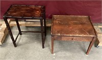 Rosewood Table, Knotty Pine Table with a Drawer
