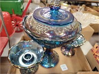 IRIDESCENT GLASS CANDLE HOLDERS & CANDY