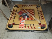VINTAGE CARROM BOARD W/ GAME PIECES & RULES