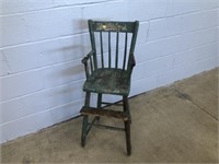 Antique Wooden Painted High Chair