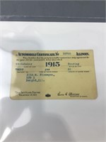 1915 Illinois certificate of car registration