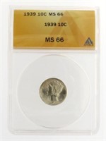1939 MS66 Mercury Silver Dime *RARE Grade