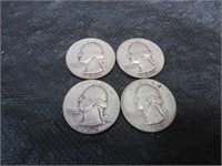 4 Silver Quarters 1=1950D - 3=1952